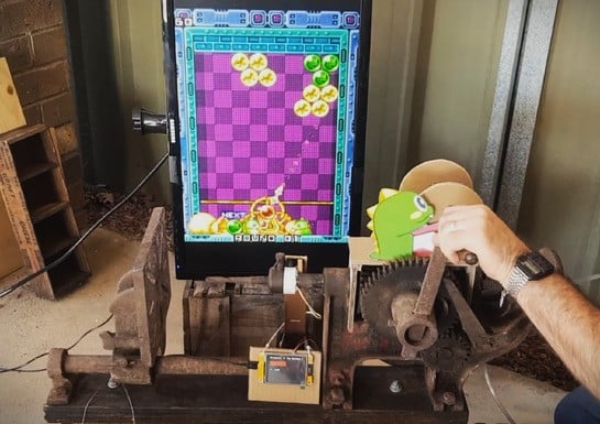 This Aged Drill Press Has Been Converted Into A Puzzle Bobble Controller