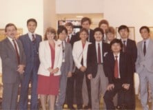 Left: The sell sheet for Punch Out!!, which was designed and conceived by Momoda. Right: images of Momoda, the Nintendo of America team, and Momoda with boxing legend Larry Holmes