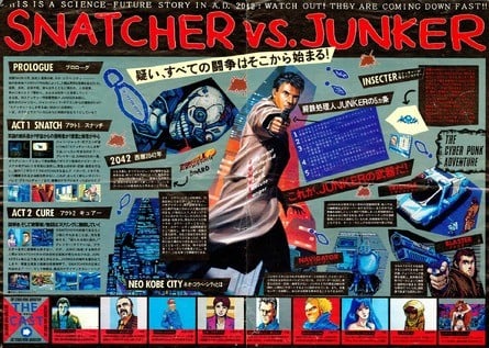 The GPS does a lot of work archiving various videogame adverts, and over the next fiscal year has plans to index 7000 adverts from magazines. As a small taste of the advert archives, here is an extremely rare leaflet from Konami, showcasing Snatcher for Japanese home computers. Of particular interest is the reverse portion of the leaflet, showing the "Konami Cyber Punk Festa" and related items (click to enlarge)