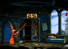 The first Discworld borrows its plot from the novel Guards! Guards!, but replaces Vimes with the hapless wizard Rincewind