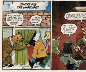 One of the core messages of Stringer's more politically-tinged Sonic comics is to be critical of certain kinds of authority and think for oneself. Not a bad message at all!
