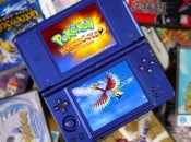 Anbernic RG DS Plus handheld with dual screens showing DS game interface