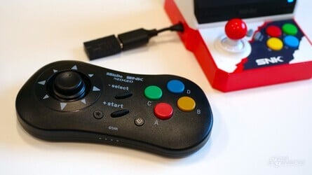 The bundled USB-C to USB-A adapter is required to get the 8BitDo Neo Geo Wireless Controller working with the Neo Geo Mini