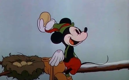 Alpine Climbers (left) sees Mickey, Donald, and Pluto trying to climb the side of a mountain, before getting into altercations with the local wildlife. Mickey's Fire Brigade (right), on the other hand, has Mickey, Donald, and Goofy working as firefighters who must put out a blaze at a nearby hotel