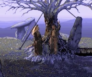 Here are some screenshots of the test that LucasArts' technology group put together featuring artist and designer Collette Michaud as the druid high priestess, and an unknown actor in the role of Indy