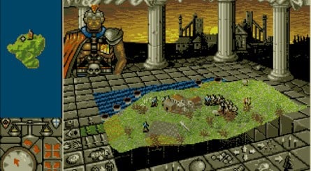 Powermonger's perspective featured a mixture of 3D and 2D art. Players of the game would be able to use the arrows in the bottom left-hand corner to zoom in on an object or rotate the map