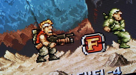 Clockwise from top-left: Final Fight (arcade), Metal Slug (Neo Geo), TMNT: Fall of the Foot Clan (Game Boy), Pokémon FireRed (GBA) - click to enlarge the image and get a better impression of those amazing filter effects