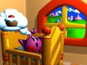 A retro pixel art style character flying through a colourful video game maze environment.
