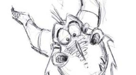 Some of Zembillas's early designs for the character "Pete", who would eventually become Spyro