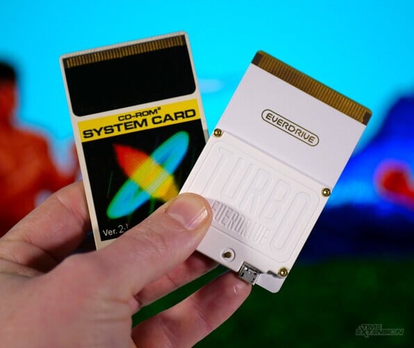 The Turbo EverDrive is roughly the same size as a standard HuCard