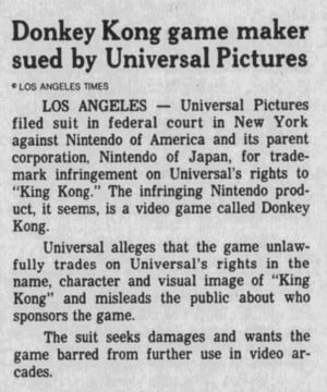 Donkey Kong Maker Sued By Universal
