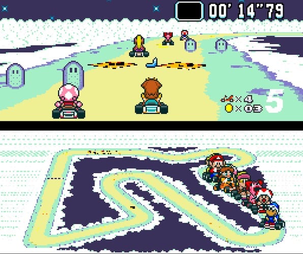 Rosalina was actually considered as a possible playable character for the hack, but sadly, according to MrL314, because her character isn't symmetrical with her hair, to have her in races would have involved "refactoring the engine to such an extent that it would basically be creating a whole new rendering engine"
