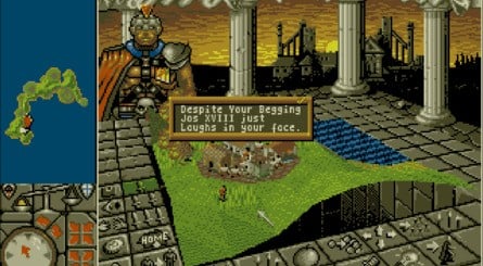 Powermonger's perspective featured a mixture of 3D and 2D art. Players of the game would be able to use the arrows in the bottom left-hand corner to zoom in on an object or rotate the map