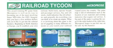 Left: the first mention of Railroad Tycoon Super Famicom in Nintendo Power's April 1991 issue. Right: some images of Railroad Tycoon SNES/Super Famicom from the March 1993 issue