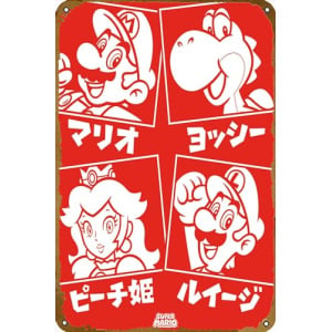 Japanese Characters Super Mario Metal Poster